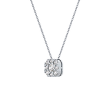 1.16 TCW Round Lab Grown Diamond Multi Stone Cushion Pendant Necklace