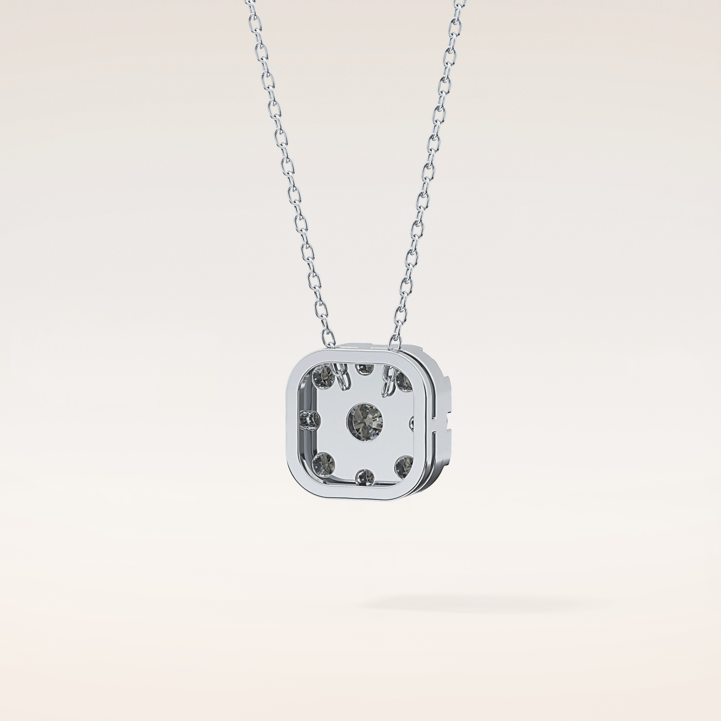 1.16 TCW Round Cut Moissanite Multi Stone Cushion Pendant Necklace