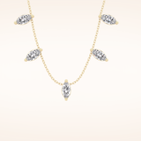 0.88 TCW Marquise Cut Moissanite Five Stone Necklace