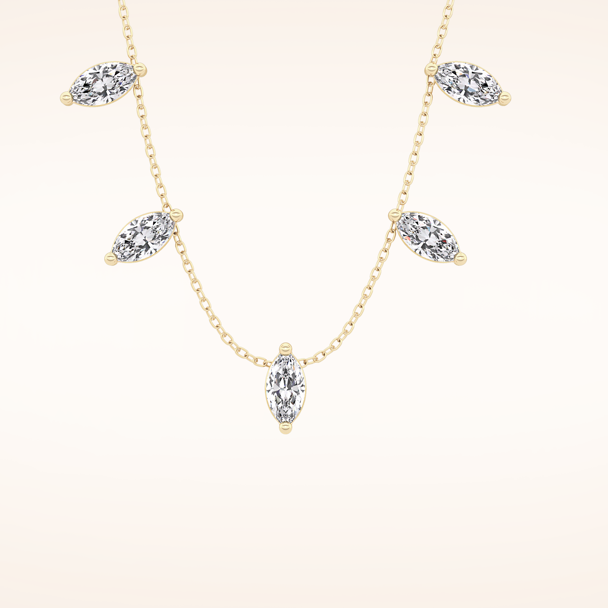 0.88 TCW Marquise Cut Moissanite Five Stone Necklace