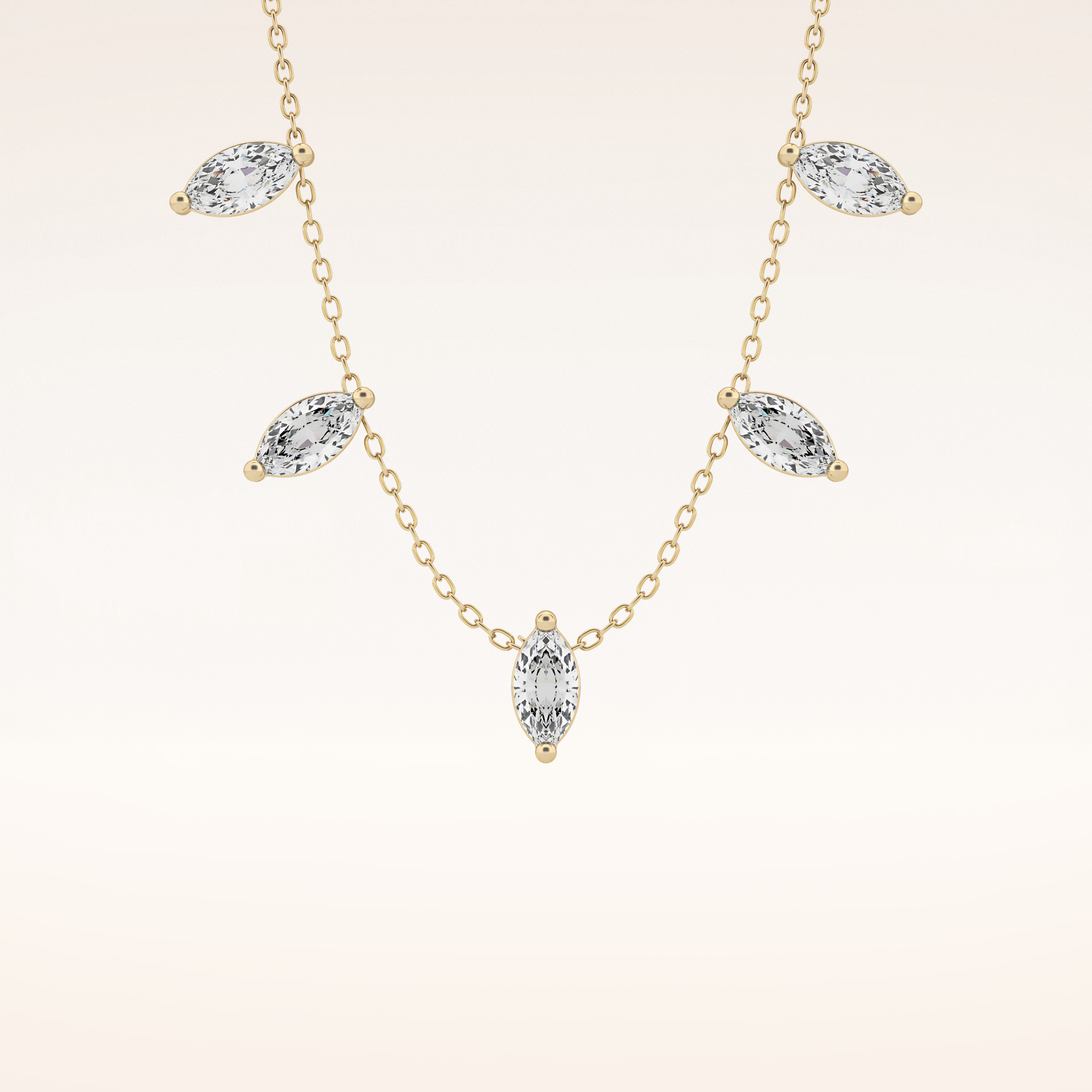 0.88 TCW Marquise Cut Moissanite Five Stone Necklace