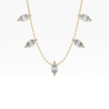 0.88 TCW Marquise Lab Grown Diamond Five Stone Pendant Necklace