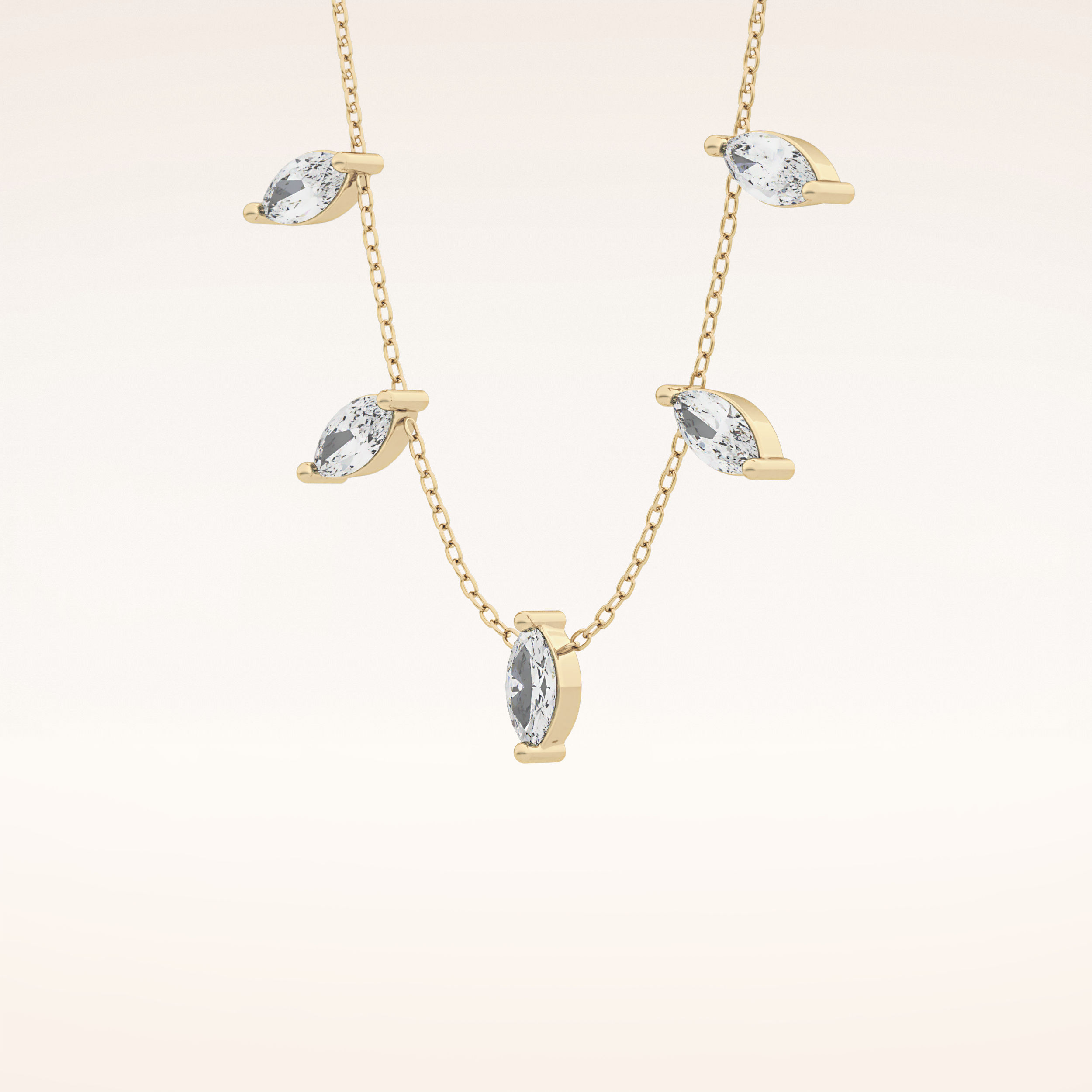 0.88 TCW Marquise Cut Moissanite Five Stone Necklace
