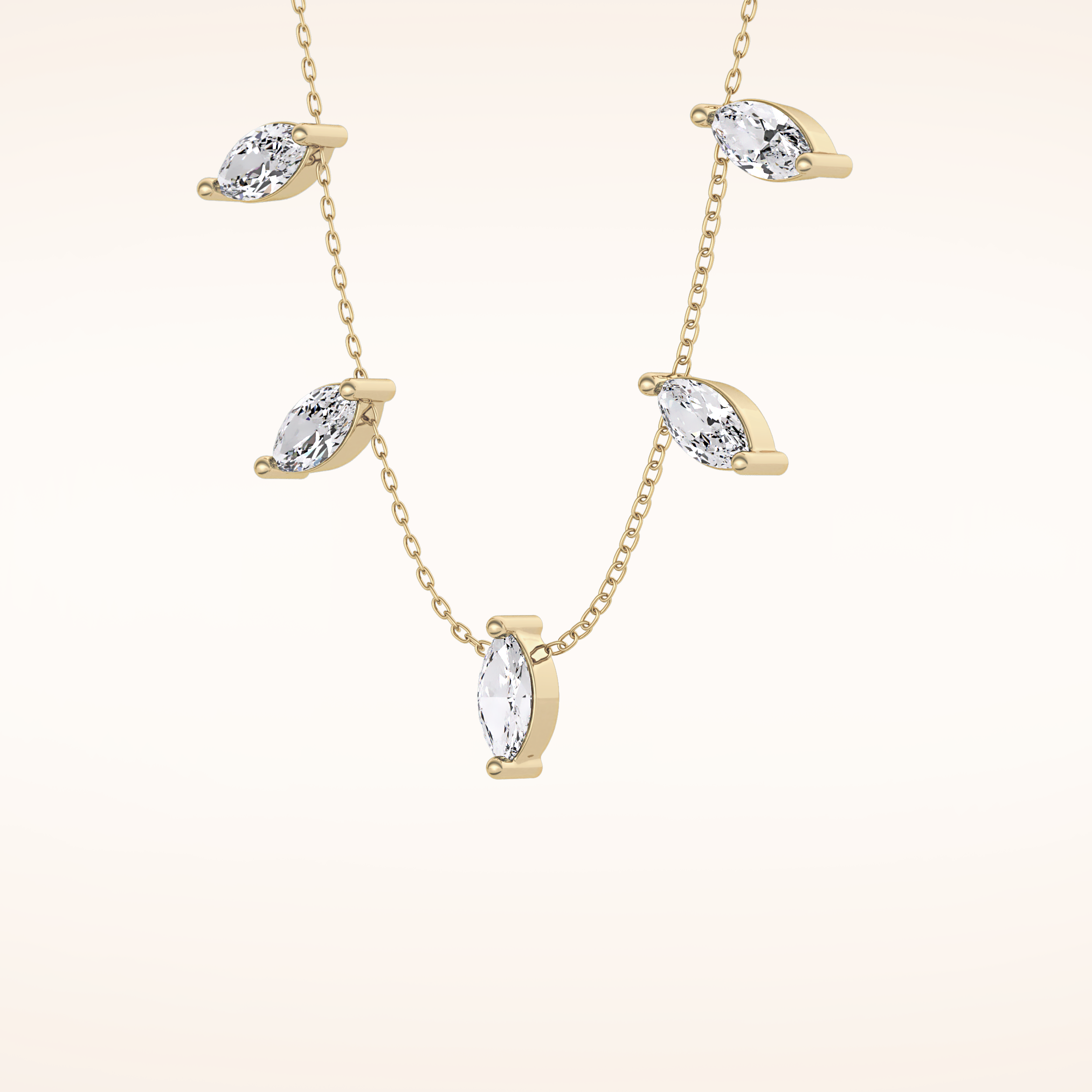 0.88 TCW Marquise Cut Moissanite Five Stone Necklace
