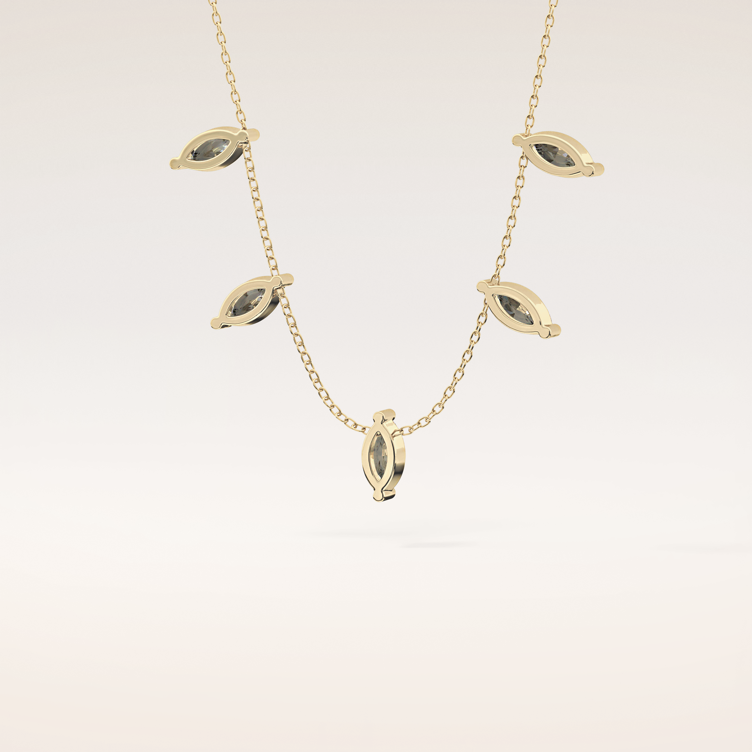 0.88 TCW Marquise Cut Moissanite Five Stone Necklace