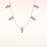 0.88 TCW Marquise Cut Moissanite Five Stone Necklace