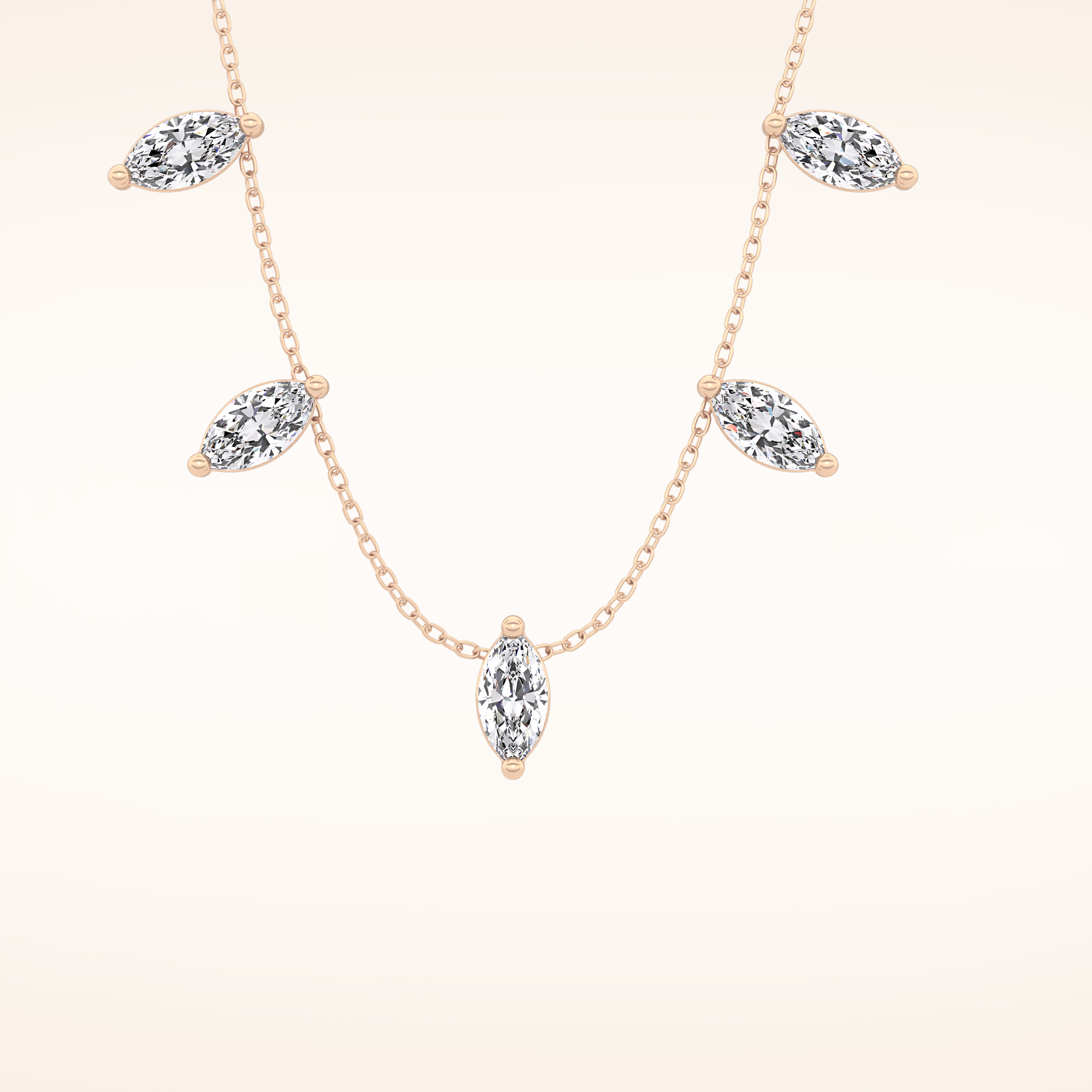 0.88 TCW Marquise Cut Moissanite Five Stone Necklace