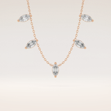 0.88 TCW Marquise Cut Moissanite Five Stone Necklace