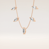 0.88 TCW Marquise Cut Moissanite Five Stone Necklace