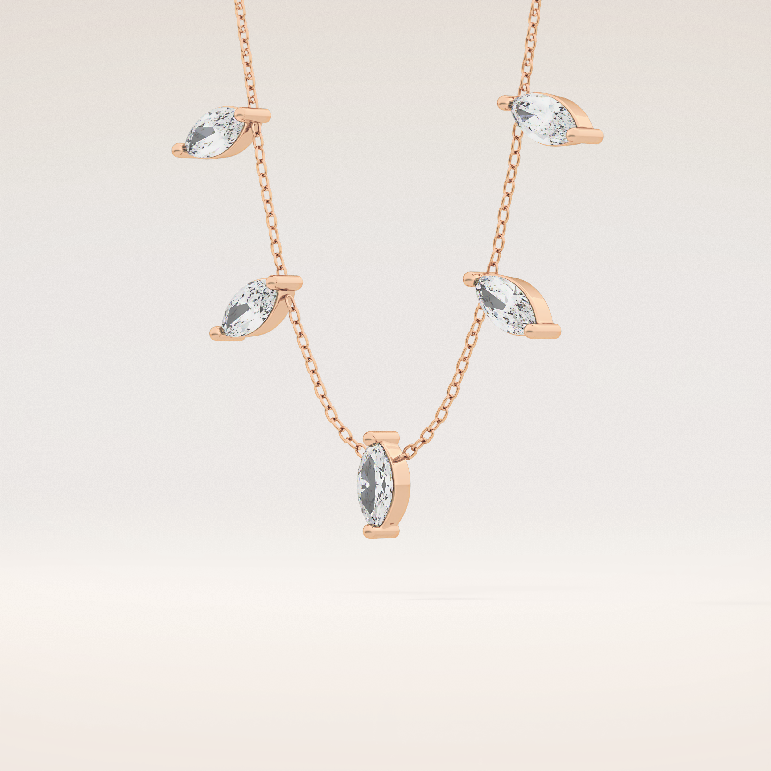 0.88 TCW Marquise Cut Moissanite Five Stone Necklace