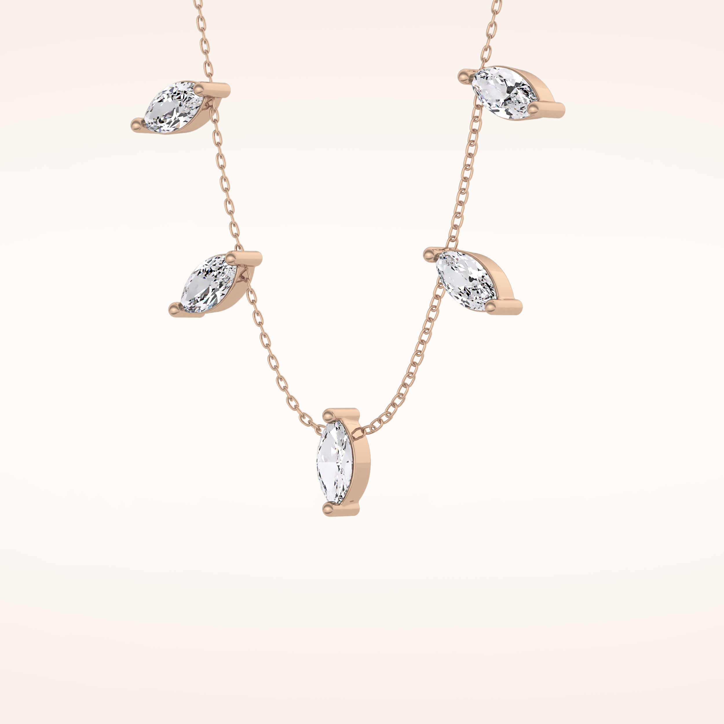 0.88 TCW Marquise Cut Moissanite Five Stone Necklace
