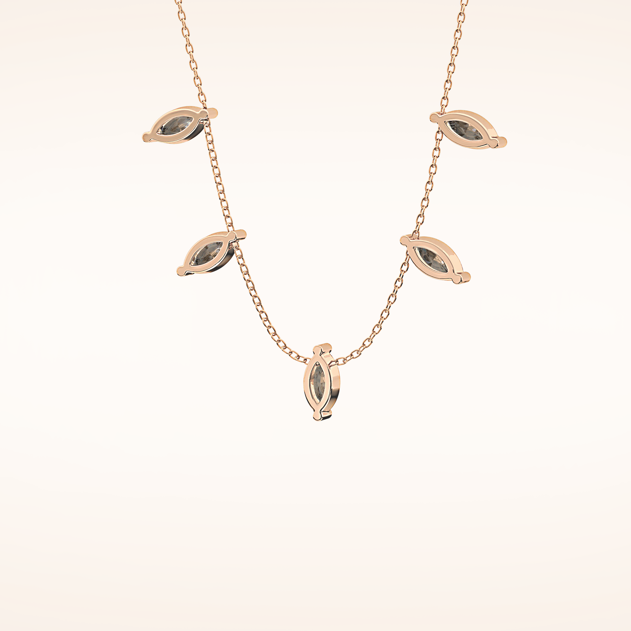 0.88 TCW Marquise Cut Moissanite Five Stone Necklace