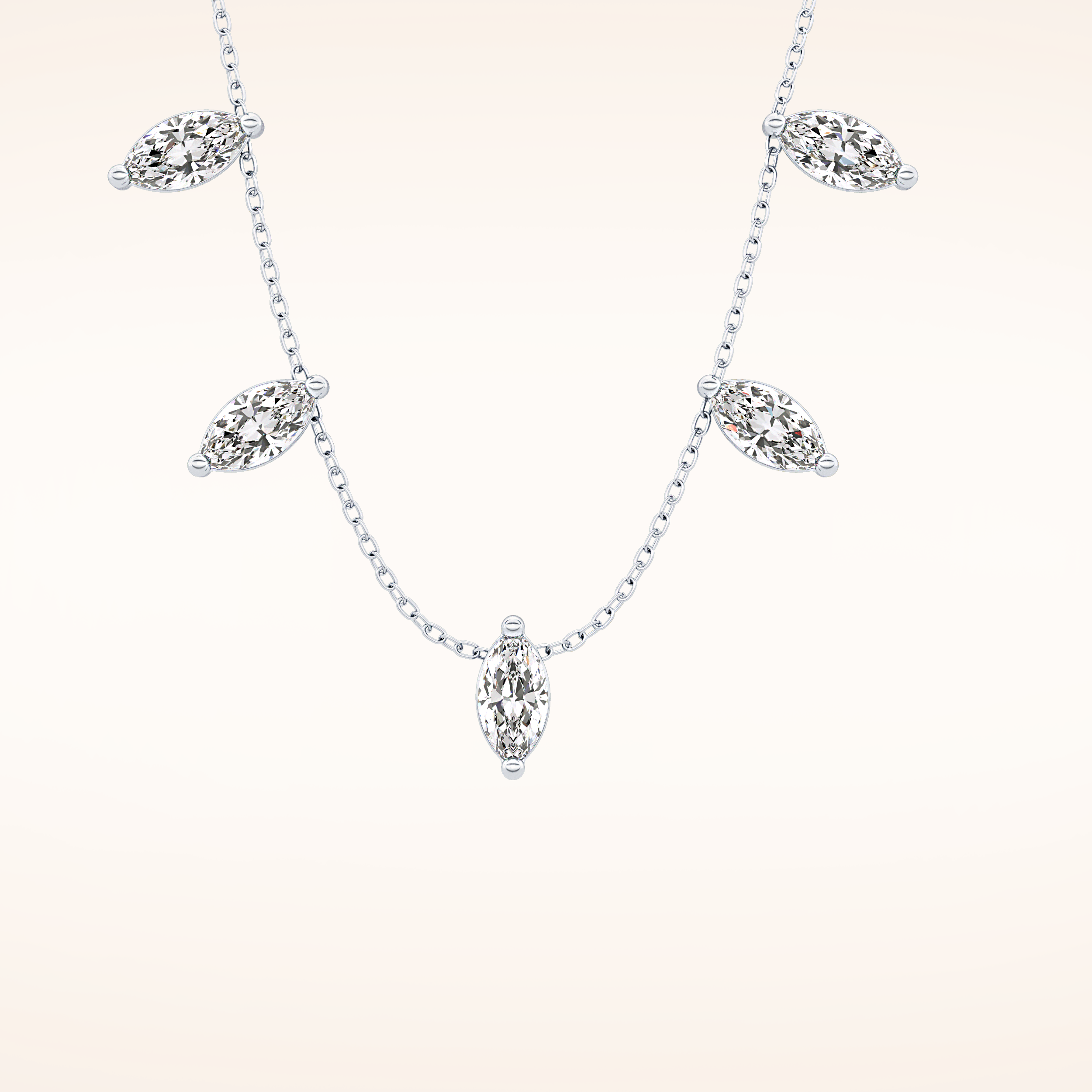 0.88 TCW Marquise Cut Moissanite Five Stone Necklace