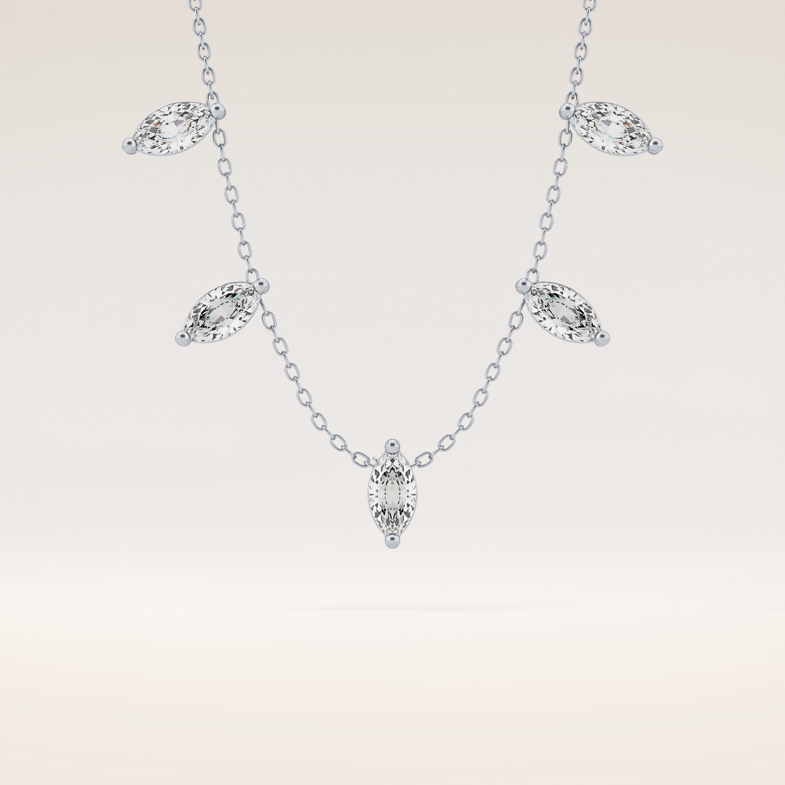 0.88 TCW Marquise Cut Moissanite Five Stone Necklace