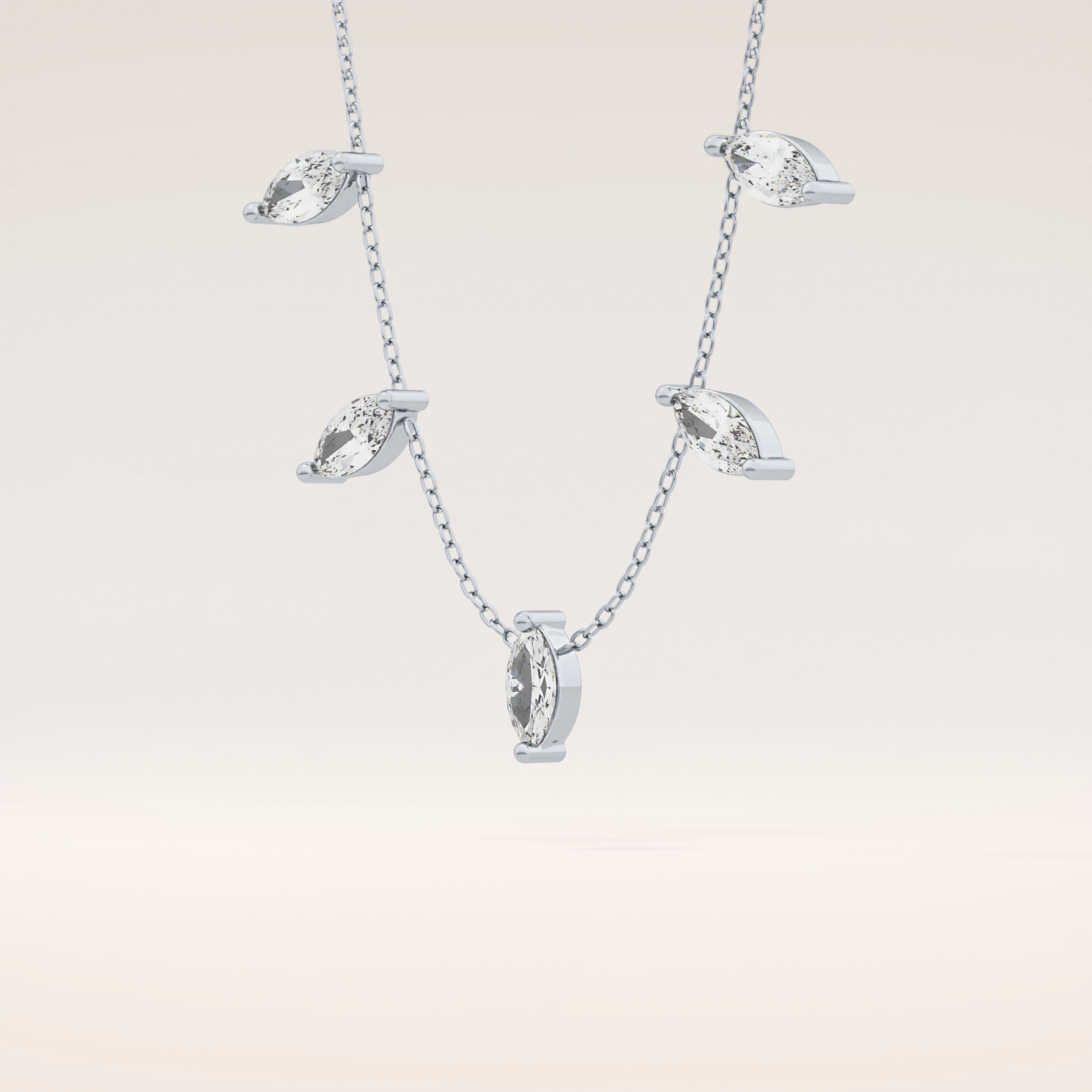 0.88 TCW Marquise Cut Moissanite Five Stone Necklace