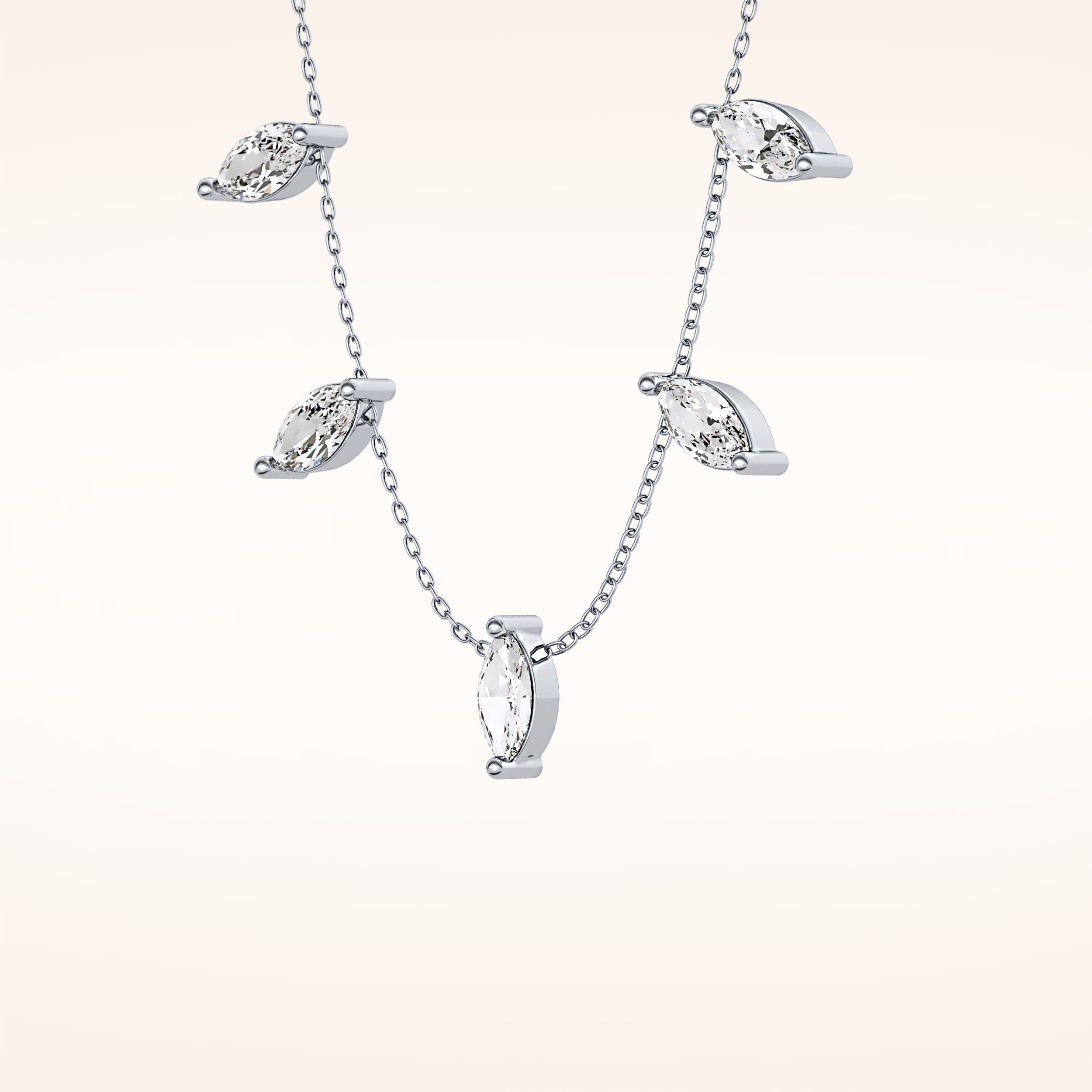 0.88 TCW Marquise Cut Moissanite Five Stone Necklace