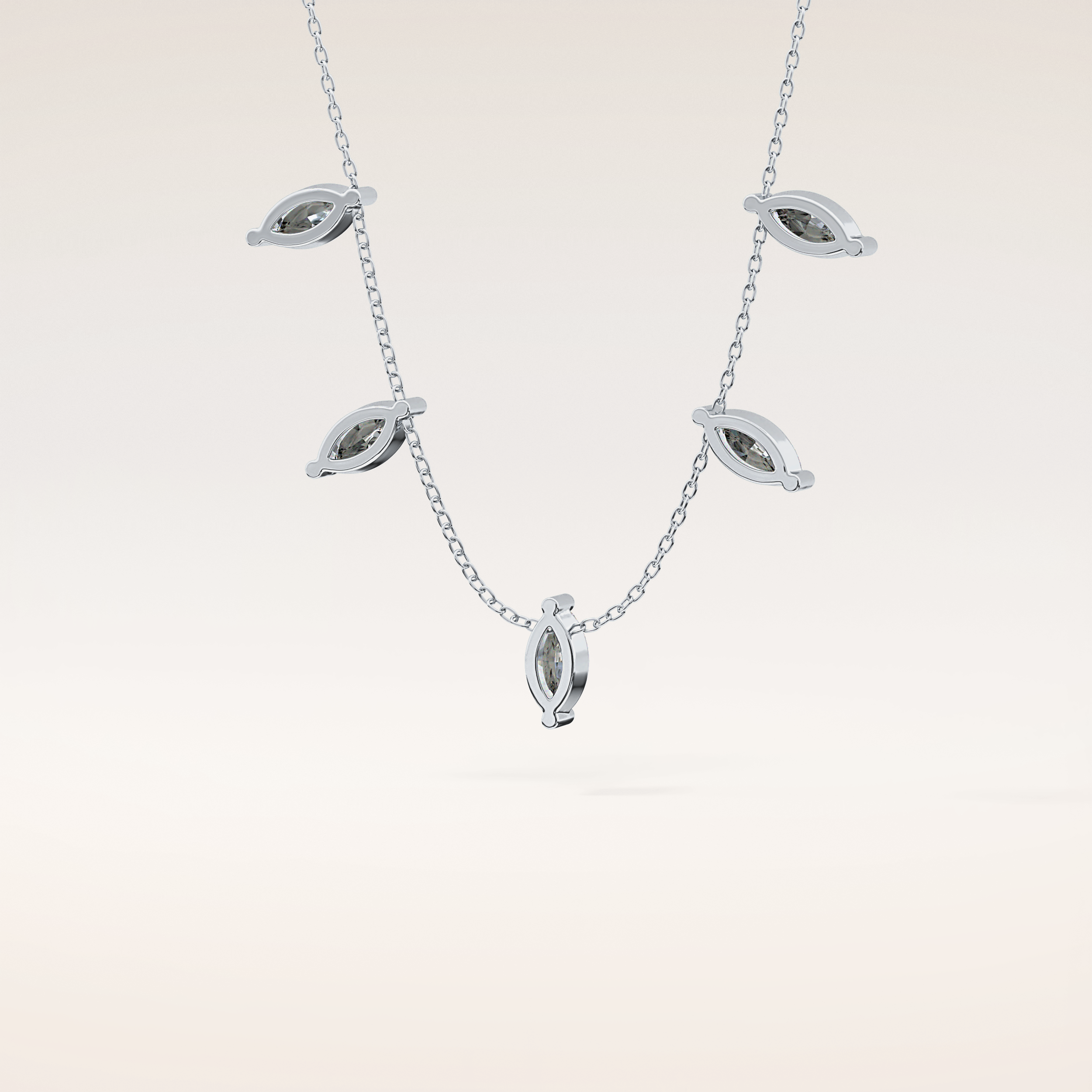 0.88 TCW Marquise Cut Moissanite Five Stone Necklace