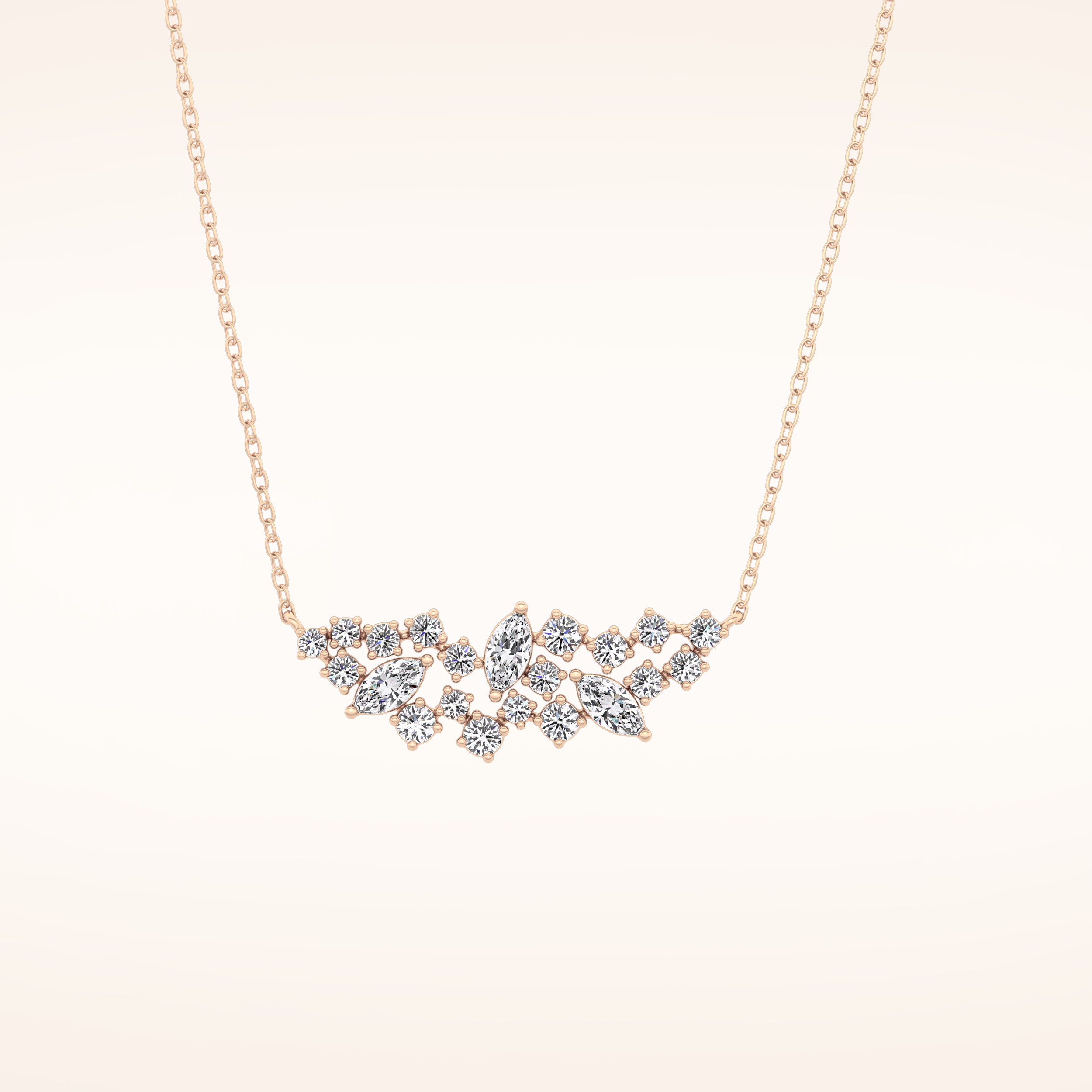 0.248 TCW Round & Marquise Cut Moissanite Multi Stone Necklace