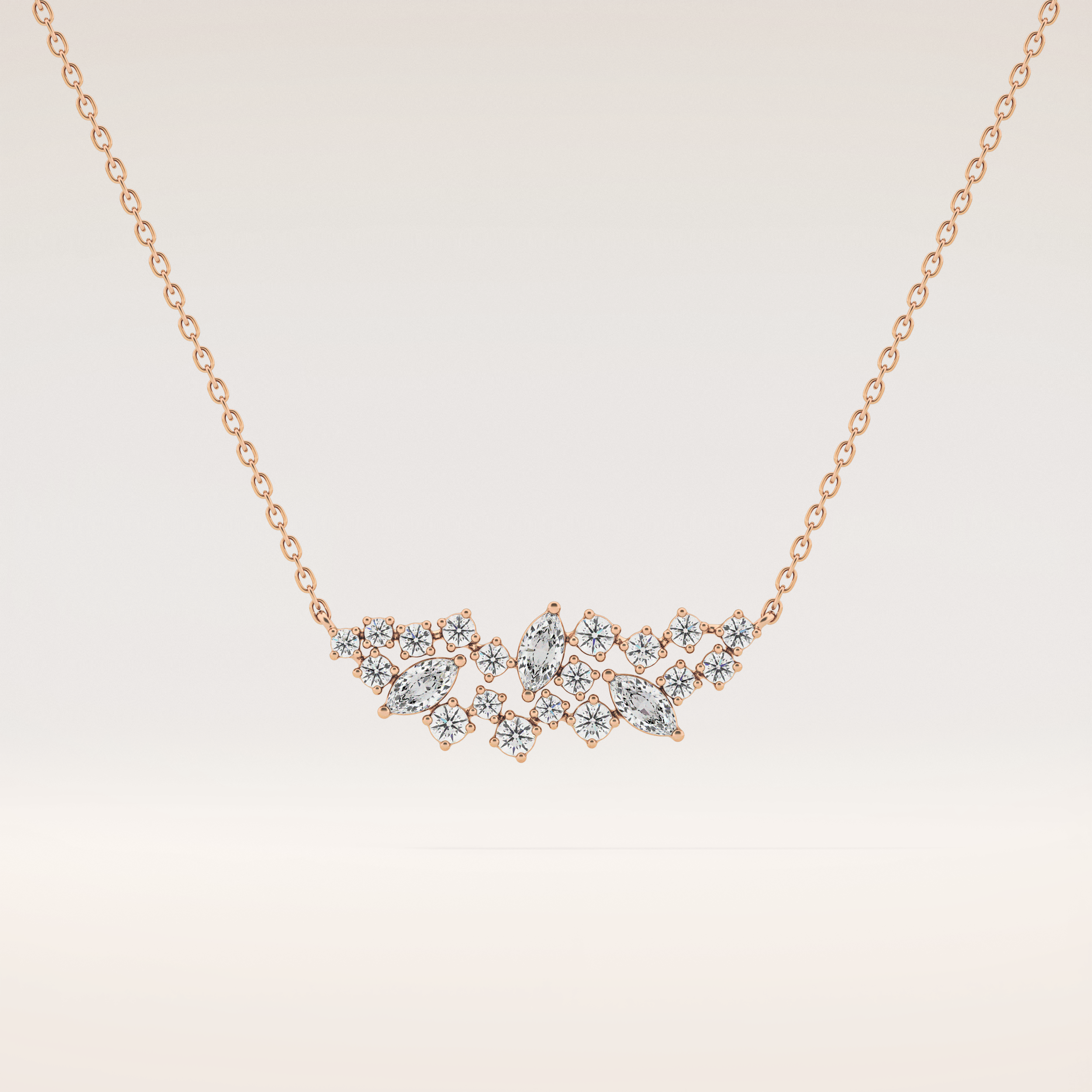 0.248 TCW Round & Marquise Cut Moissanite Multi Stone Necklace