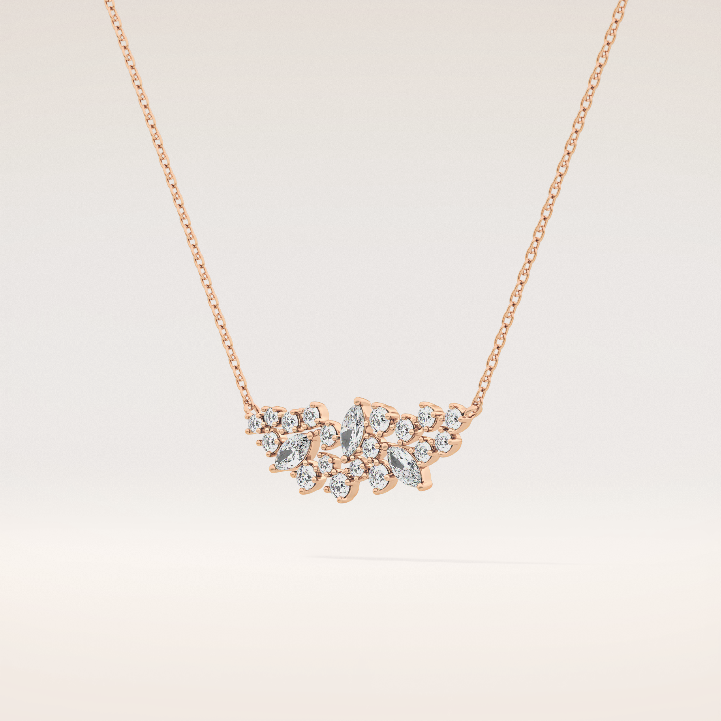 0.248 TCW Round & Marquise Cut Moissanite Multi Stone Necklace