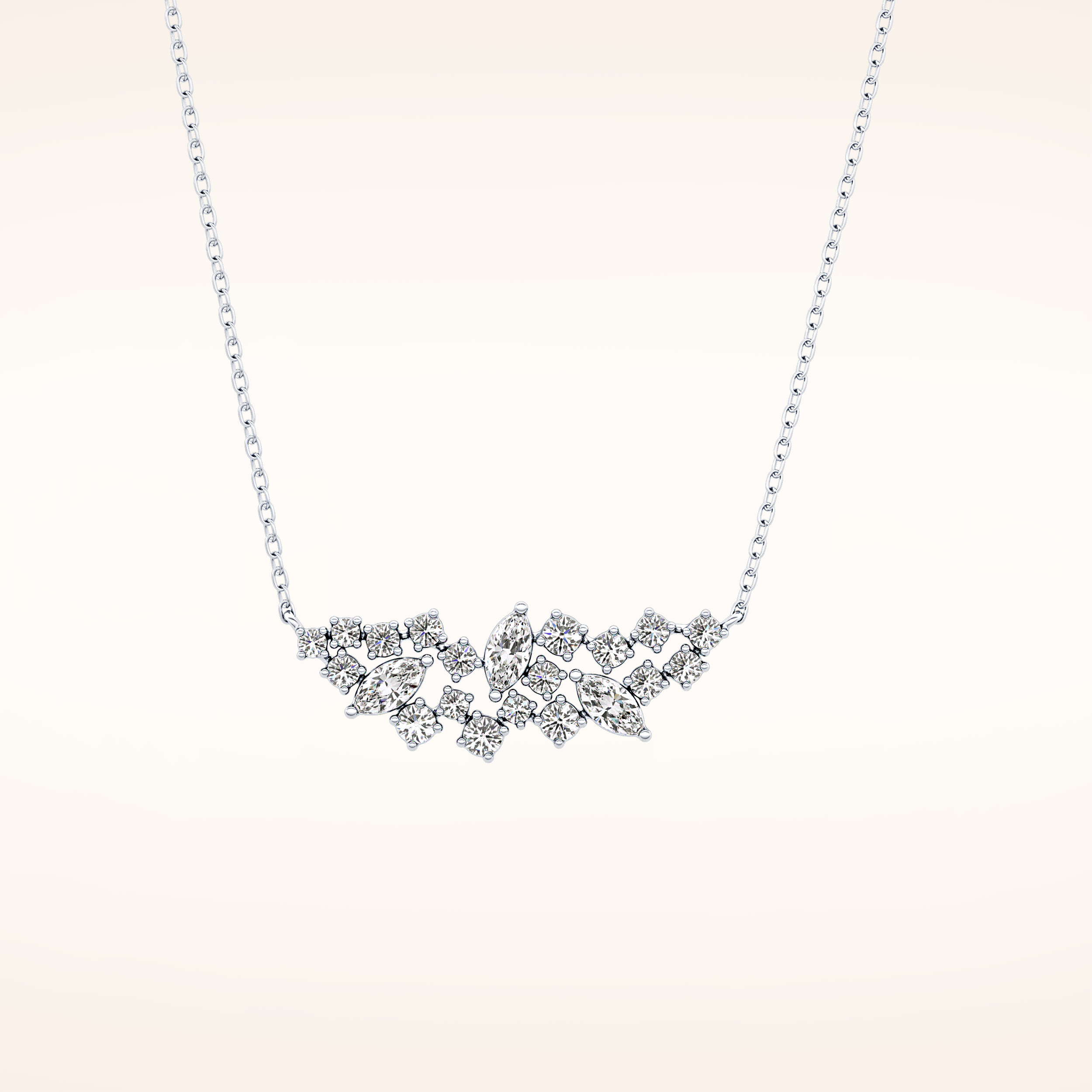 0.248 TCW Round & Marquise Cut Moissanite Multi Stone Necklace