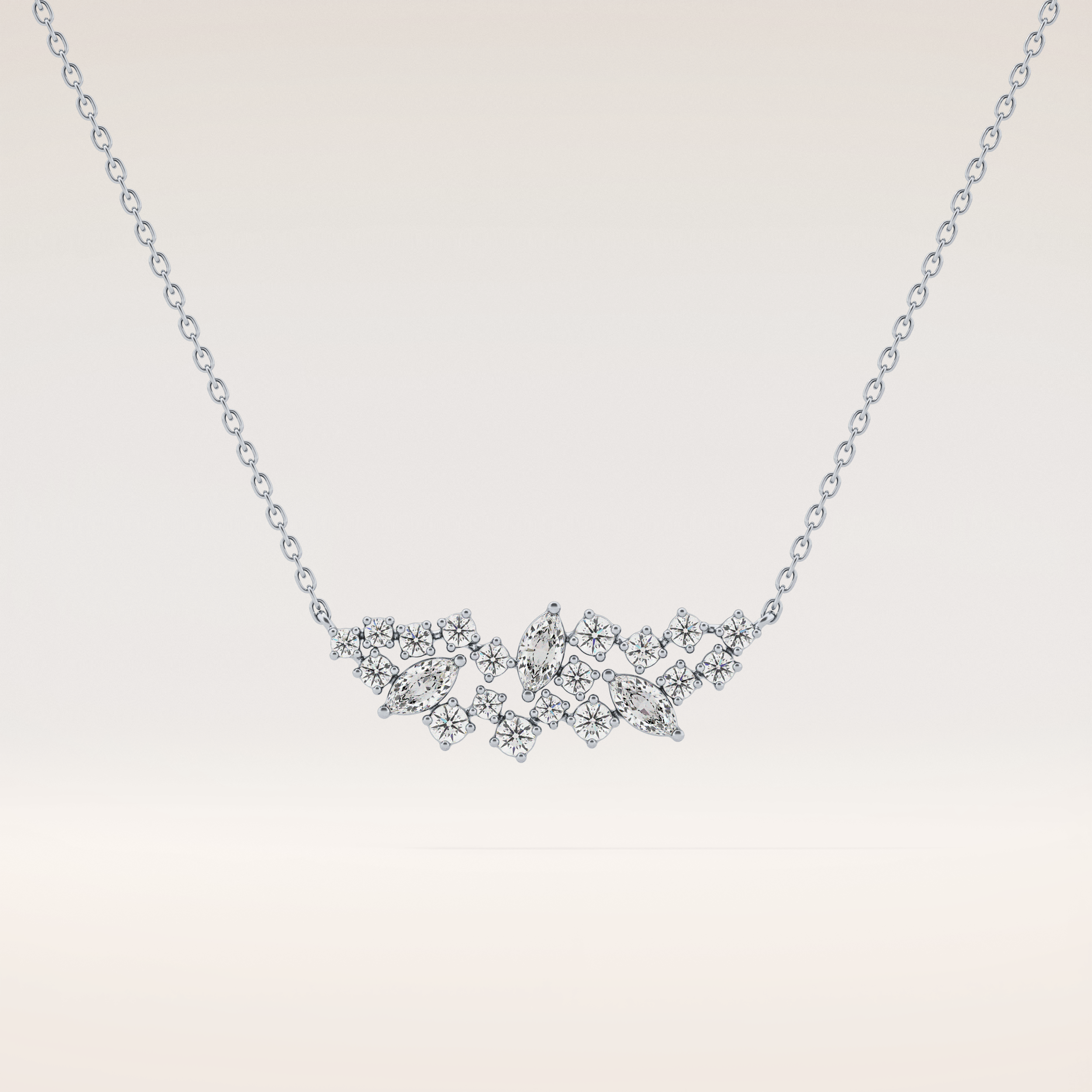 0.248 TCW Round & Marquise Cut Moissanite Multi Stone Necklace