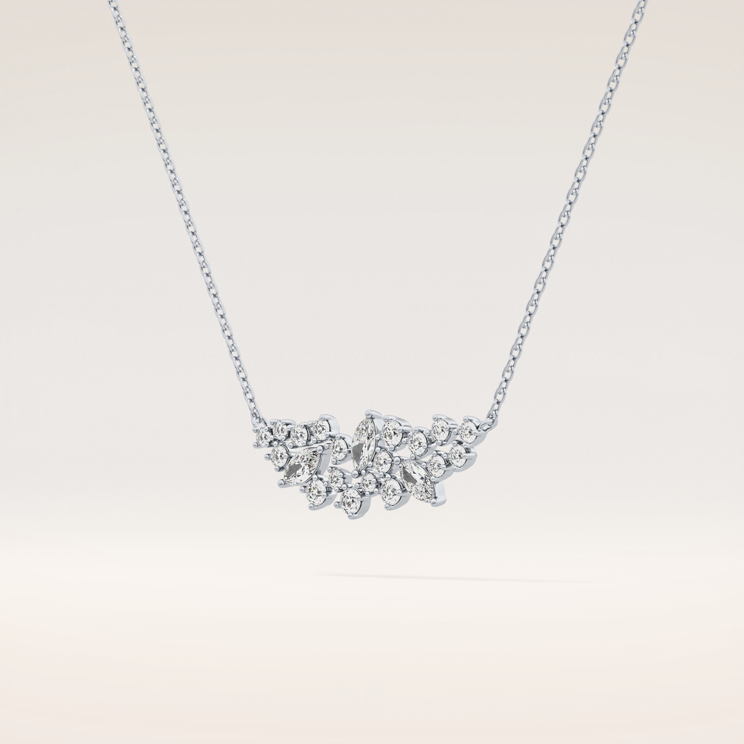 0.248 TCW Round & Marquise Cut Moissanite Multi Stone Necklace