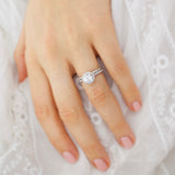 Round Halo & Pave Cathedral Lab Grown Diamond Engagement Ring