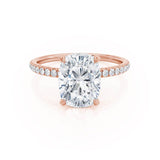 Elongated Cushion Hidden Halo & Pave Lab Grown Diamond Engagement Ring