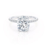 Elongated Cushion Hidden Halo & Pave Lab Grown Diamond Engagement Ring