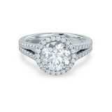 Round Halo & Pave Split Shank Lab Grown Diamond Engagement Ring