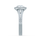 Round Halo & Pave Split Shank Lab Grown Diamond Engagement Ring