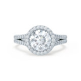 Round Halo, Pave & Split Shank  Lab Grown Diamond Engagement Ring