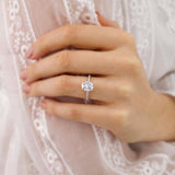 Elongated Cushion Hidden Halo & Pave Lab Grown Diamond Engagement Ring