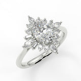 Cluster Engagement Ring Featuring 0.84 CT Oval Moissanite 4