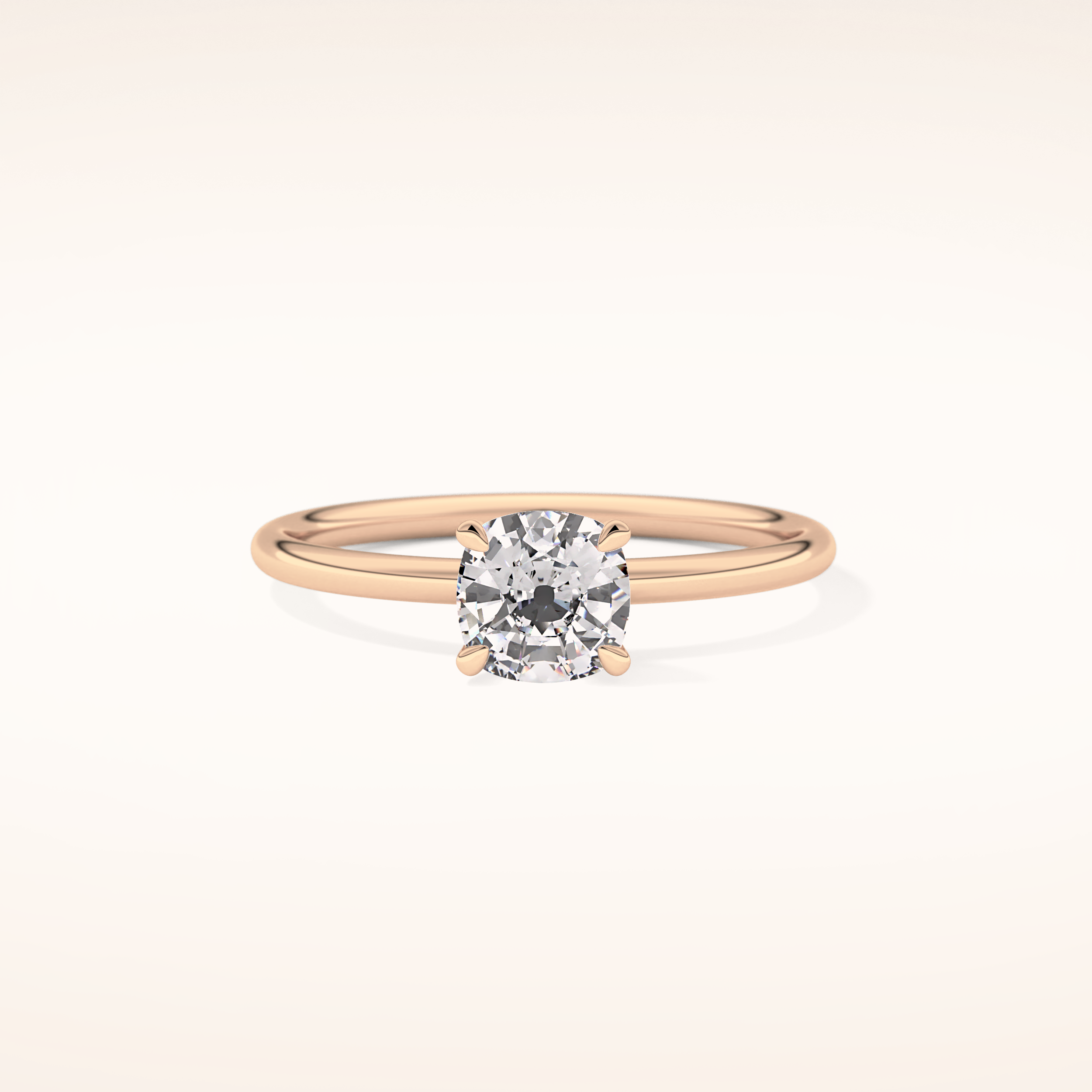 0.87 CT Cushion Shaped Solitaire Moissanite Engagement Ring