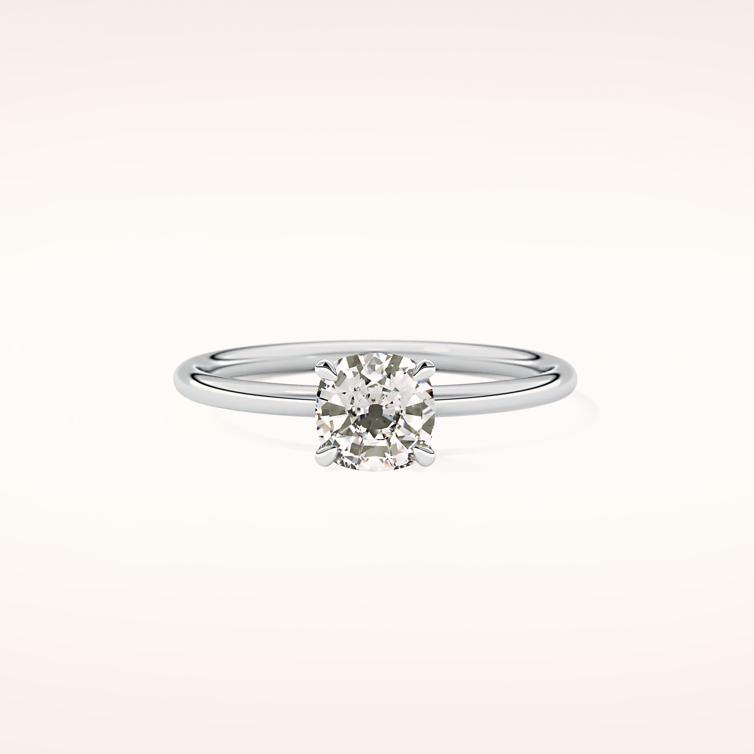 0.87 CT Cushion Shaped Solitaire Moissanite Engagement Ring