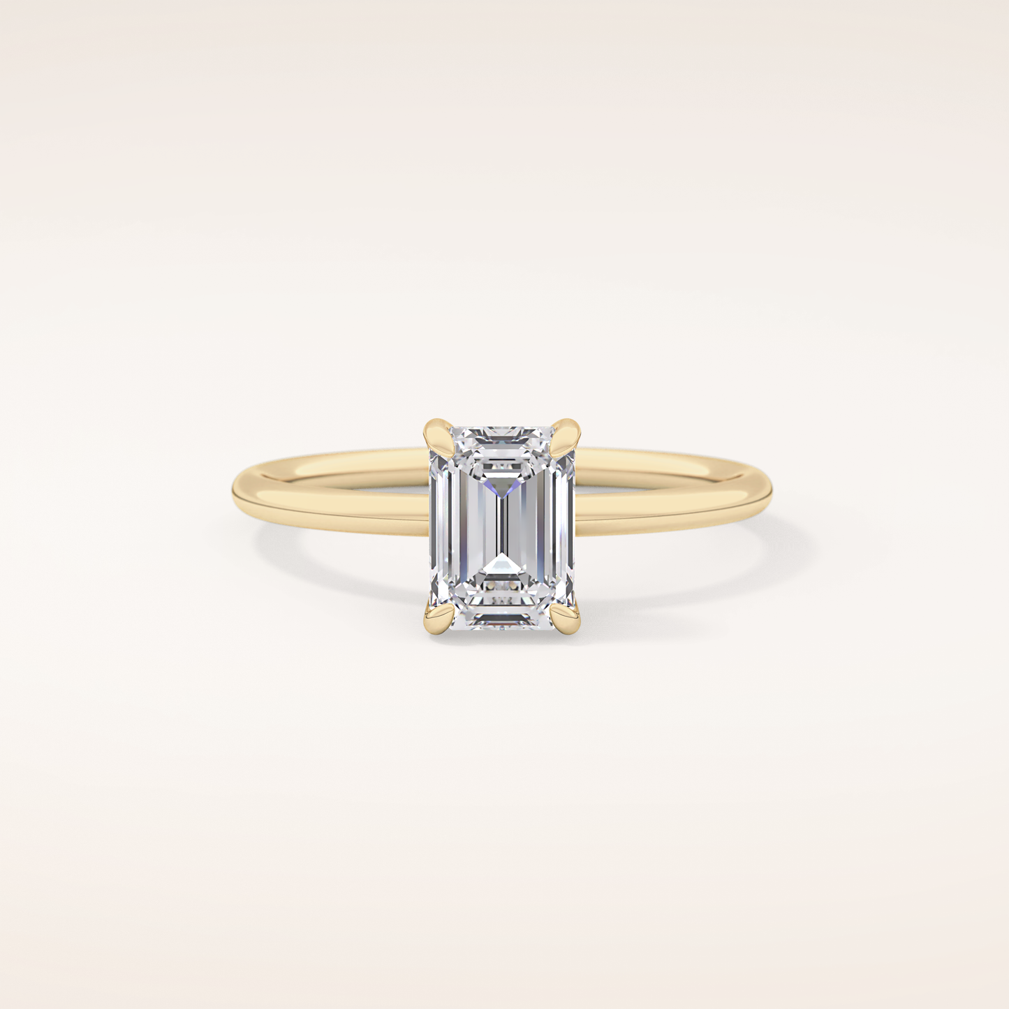 1.02 CT Emerald Shaped Solitaire Moissanite Engagement Ring