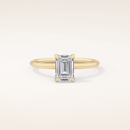 1.02 CT Emerald Shaped Solitaire Moissanite Engagement Ring