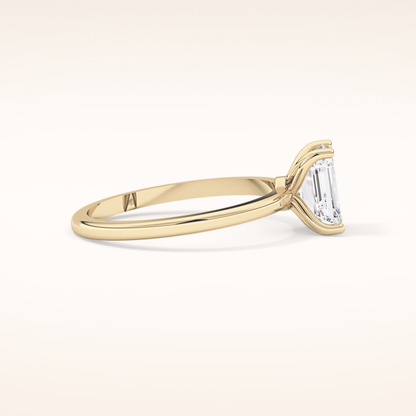 1.02 CT Emerald Shaped Solitaire Moissanite Engagement Ring