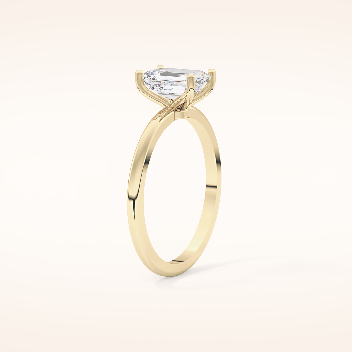 1.02 CT Emerald Shaped Solitaire Moissanite Engagement Ring