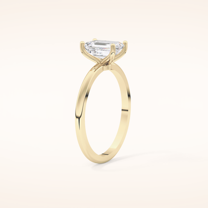 1.02 CT Emerald Shaped Solitaire Moissanite Engagement Ring