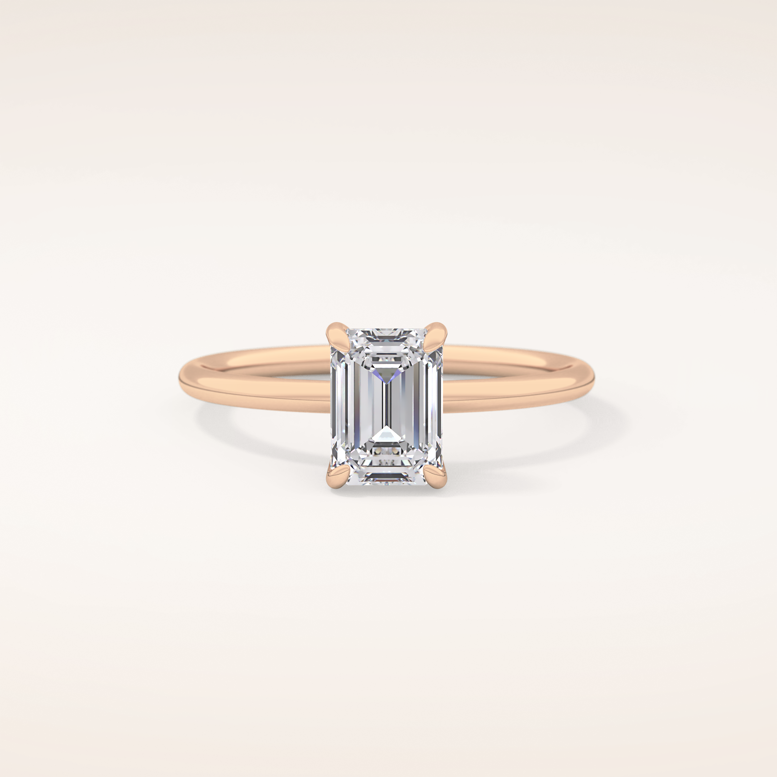 1.02 CT Emerald Shaped Solitaire Moissanite Engagement Ring