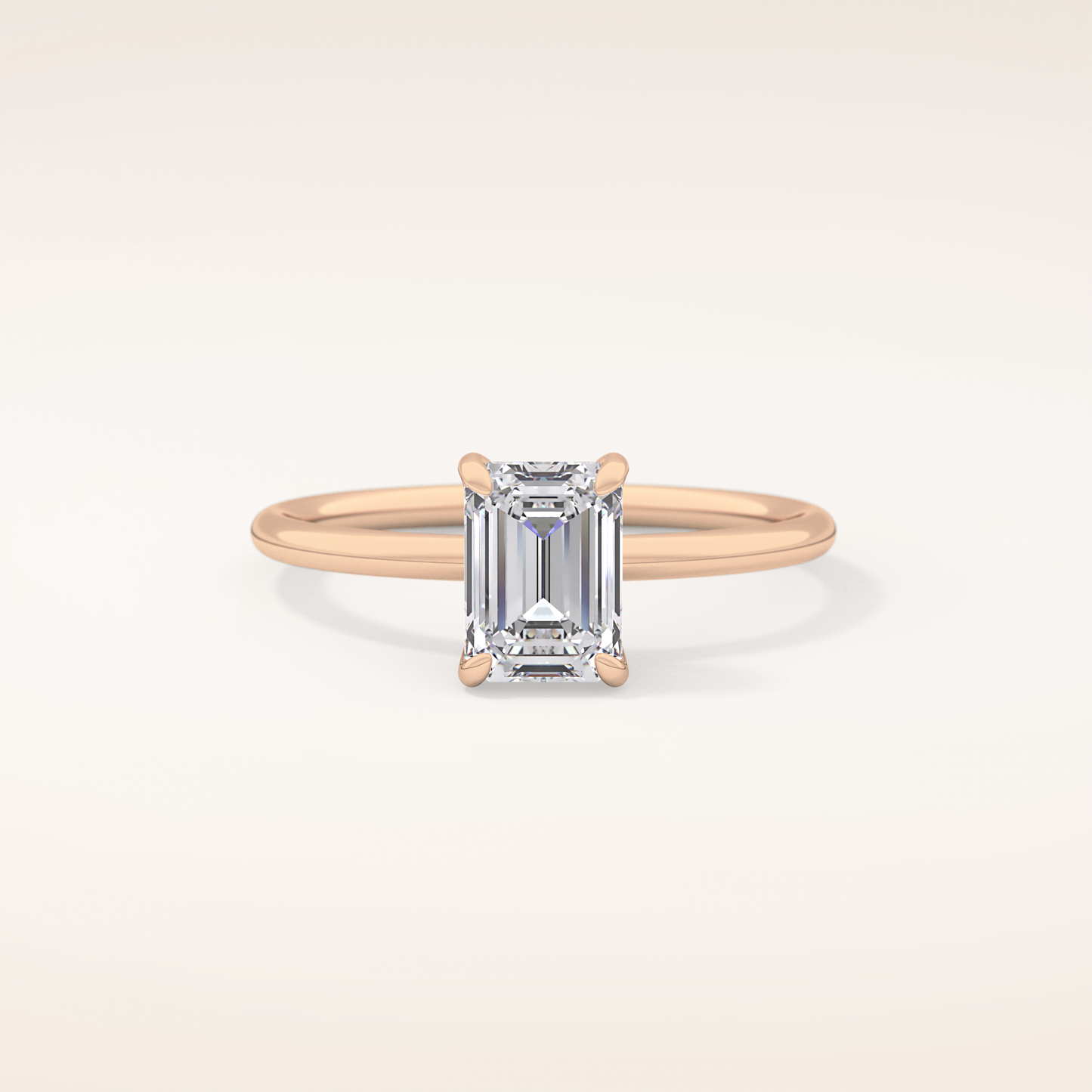 1.02 CT Emerald Shaped Solitaire Moissanite Engagement Ring