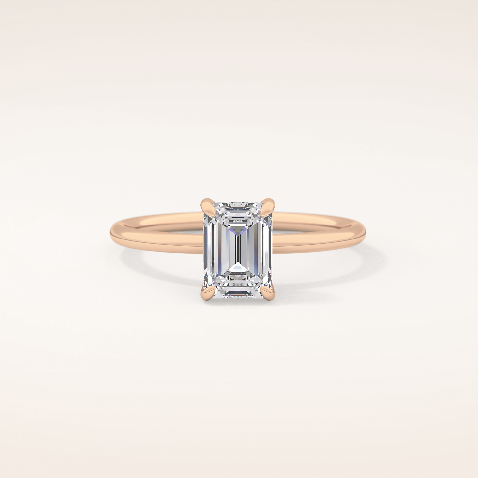 1.02 CT Emerald Shaped Solitaire Moissanite Engagement Ring