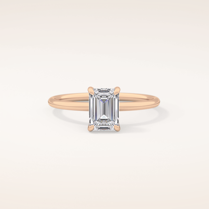 1.02 CT Emerald Shaped Solitaire Moissanite Engagement Ring