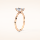 1.02 CT Emerald Shaped Solitaire Moissanite Engagement Ring