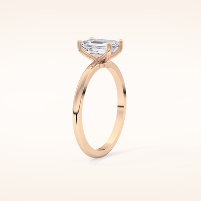 1.02 CT Emerald Shaped Solitaire Moissanite Engagement Ring