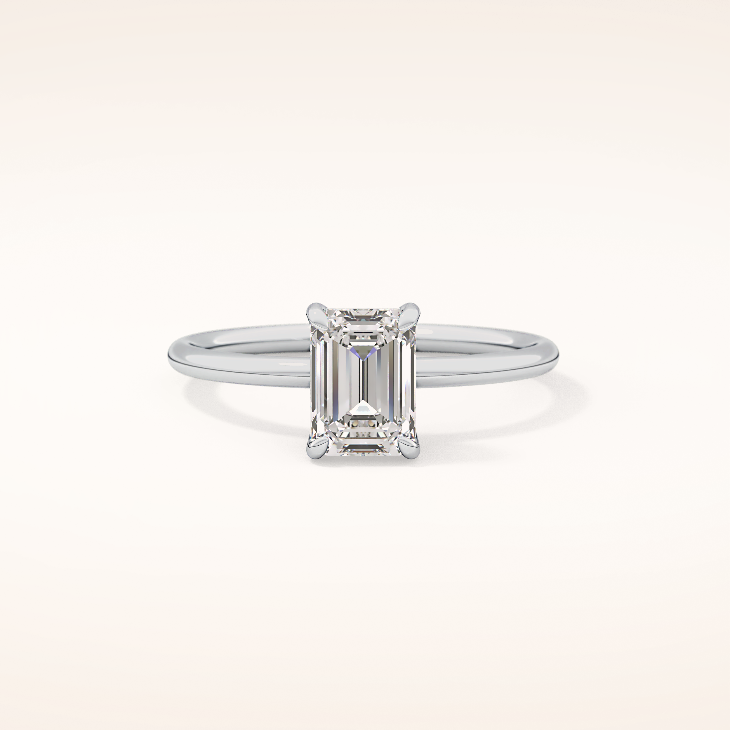 1.02 CT Emerald Shaped Solitaire Moissanite Engagement Ring