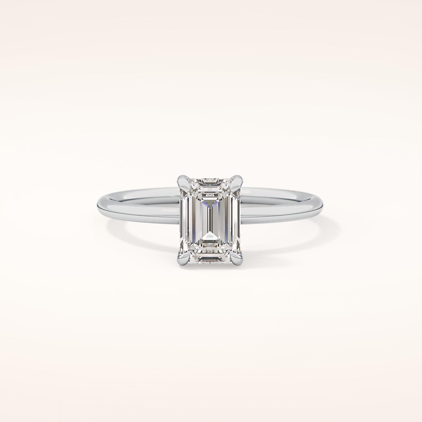 1.02 CT Emerald Shaped Solitaire Moissanite Engagement Ring